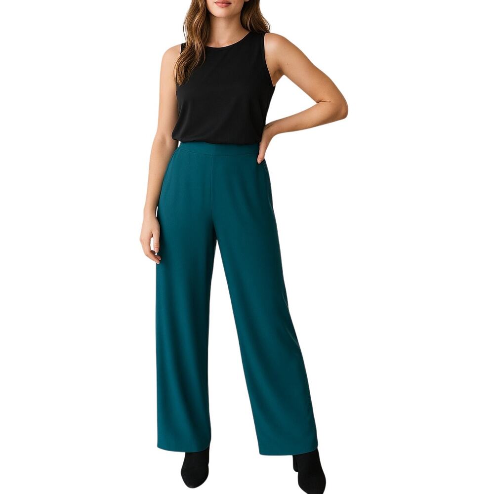 1990s Vintage Norton McNaughton Teal Blue High Rise Pants Slacks 6P 26" Corpcore